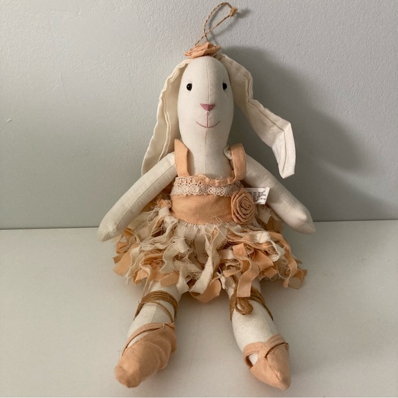 Vintage 90s Caffco International Beige Ballerina Bunny Rabbit Plush Toy - Picture 1 of 8